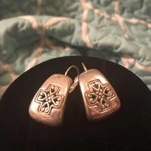 Silver Tone Filigree Cross Earrings NWOT